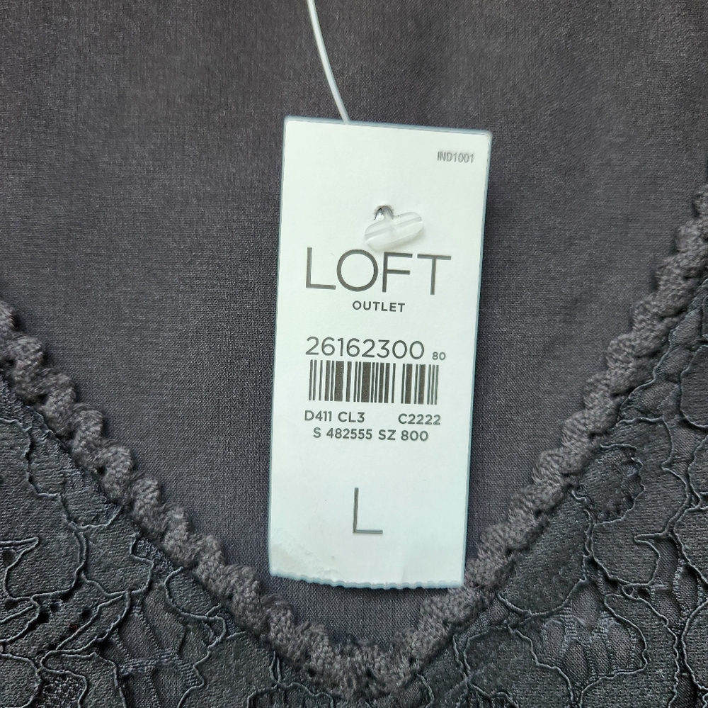 Loft Outlet Black Lace Top Womens Large Flare Sleeve V Neck Dressy Business - Picture 6 of 11